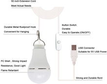 Load image into Gallery viewer, 2 Pcs 10w USB Light Bulb with Splitter Y-Cable Camping for White