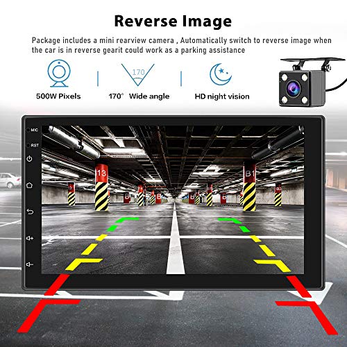 Hikity Double Din Android Car Stereo with GPS 7 Inch Touch 1G+16G, Black