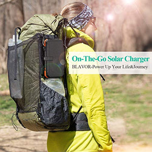 BLAVOR Solar Charger with Foldable Panels, Outdoor Power Bank 18W Fast Orange