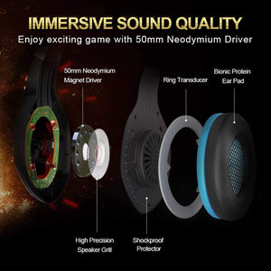 NPET HS10 Stereo Gaming Headset for PS4, PC, Xbox One Controller, Noise Blue