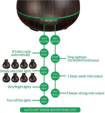 Load image into Gallery viewer, Aromatherapy Essential Oil Diffuser Humidifier 550ml 12 Hours High Dark Brown