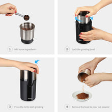 Load image into Gallery viewer, SHARDOR Coffee &amp; Spice Grinders Electric, 2 Removable Stainless CG628B, black