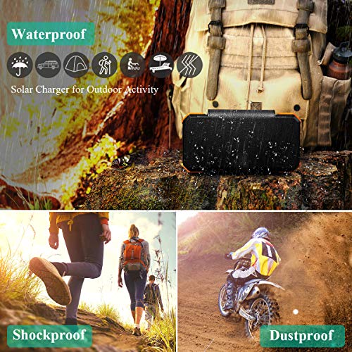 BLAVOR Solar Charger with Foldable Panels, Outdoor Power Bank 18W Fast Orange