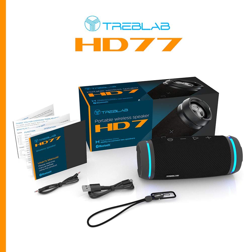 TREBLAB HD77 - Ultra Premium Bluetooth Speaker - Loud 360° HD Surround Black