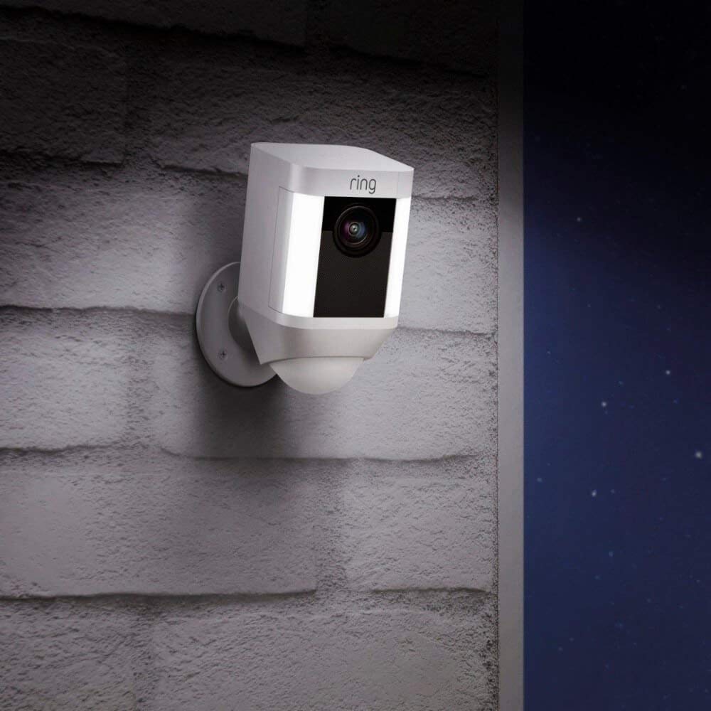 Ring Spotlight Cam Battery HD Security Camera with Built 2 Cams, White