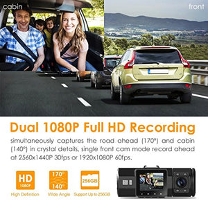 Vantrue N2 Pro Uber Dual 1080P Dash Cam, 2.5K 1440P Front and Black