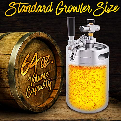 NutriChef Double Walled System-64oz Stainless Steel Growler Tap Portable...