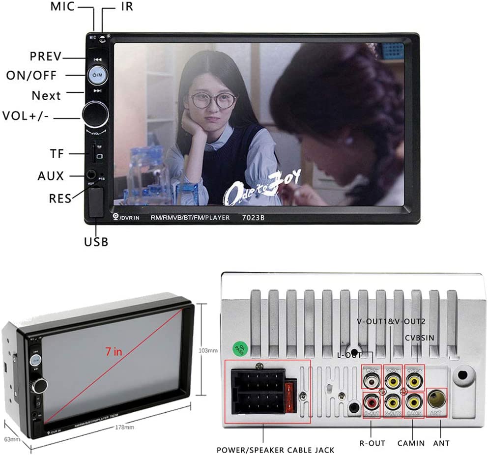 EKAT Double Din Car Stereo Receiver Bluetooth 7" Touch Screen Radio...