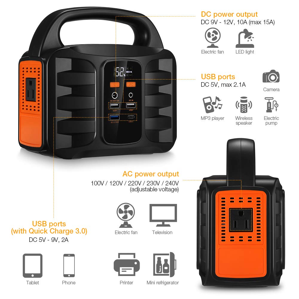 Generator Portable Power Station,NusGear 155Wh 42000mAh Camping 155Wh, Black