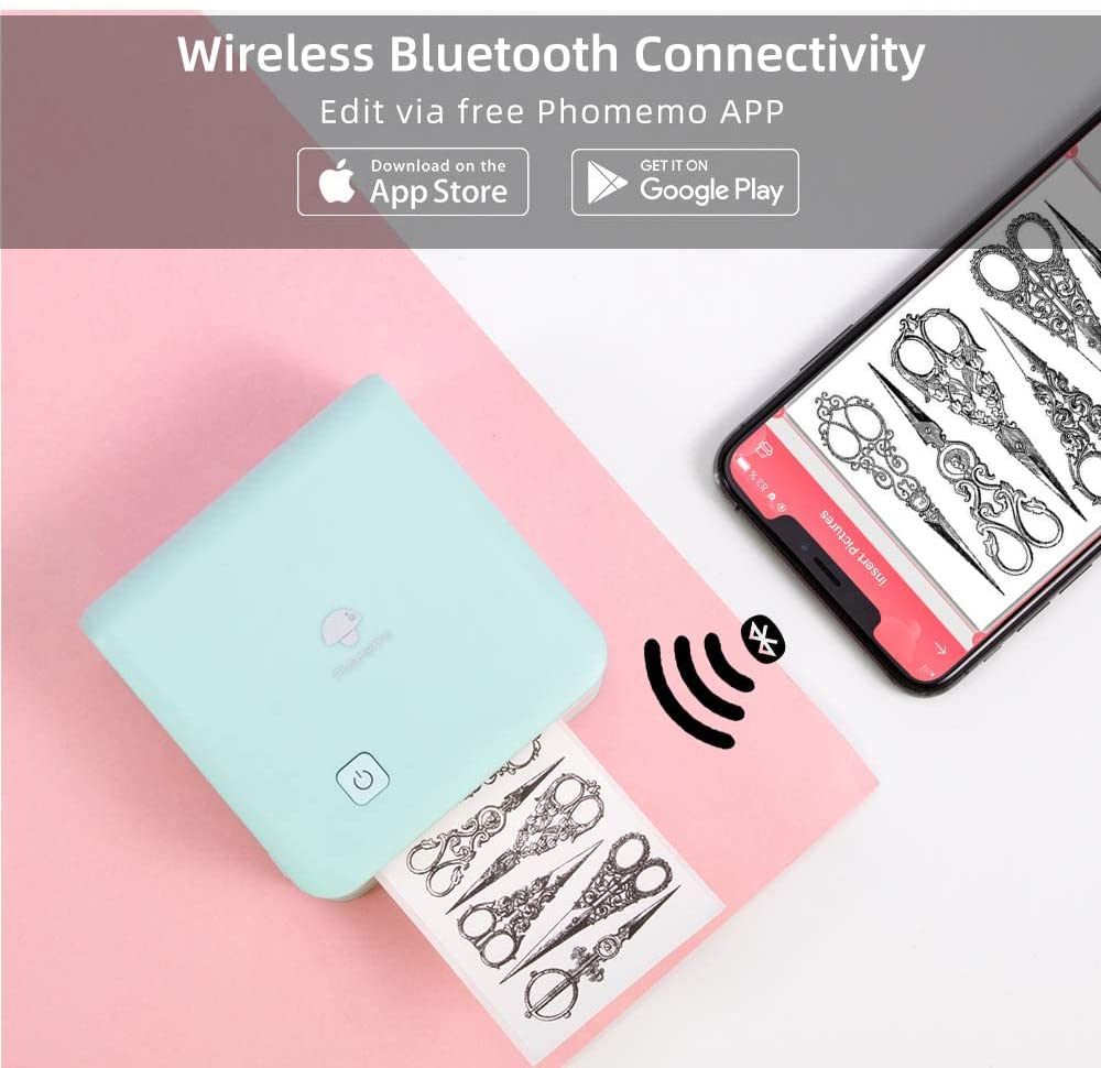 Phomemo M02 Pro 300dpi High Resolution Wireless Bluetooth Thermal Turquoise