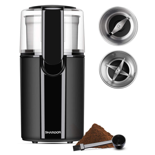SHARDOR Coffee & Spice Grinders Electric, 2 Removable Stainless CG628B, black