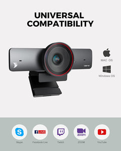 WyreStorm 1080P Webcam with Dual Microphones, ‎100° Wide-Angle, AI HD