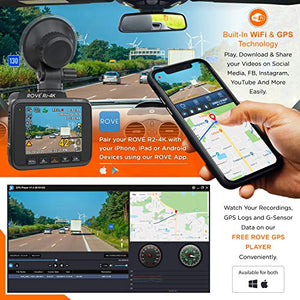 Rove R2-4K Dash Cam Built in WiFi GPS Car Dashboard Camera Recorder Black