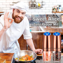 Load image into Gallery viewer, Gravity Electric Pepper and Salt Grinder Set, Adjustable Set / Copper