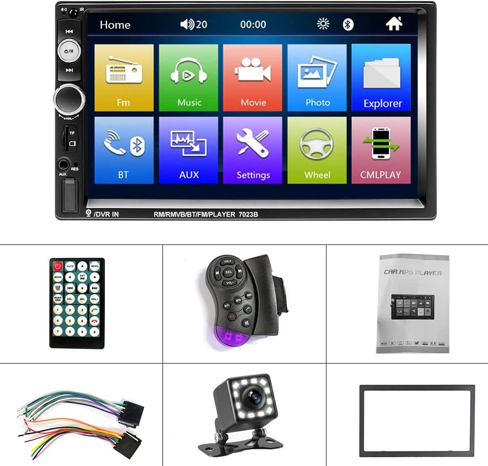 EKAT Double Din Car Stereo Receiver Bluetooth 7" Touch Screen Radio...