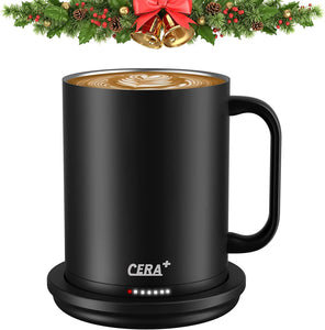 CERA+ Temperature Control Smart Mug with Lid, 14oz, Self Heating, 1.5-hr...