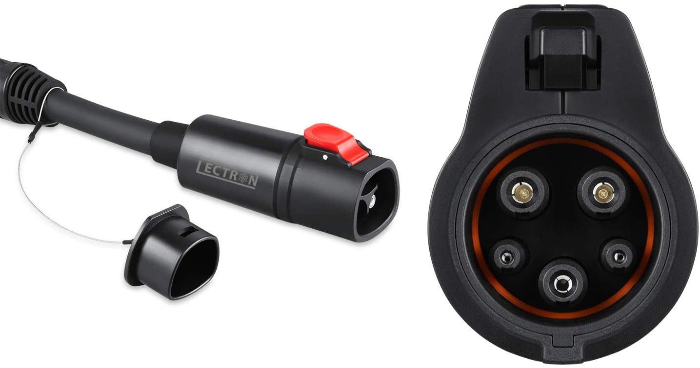 Lectron - Tesla to J1772 Adapter, Max 40A & 250V - Compatible with Black