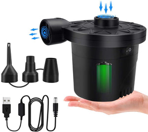 Battery Air Pump for Inflatables, Portable Mattress with 3 Nozzles...