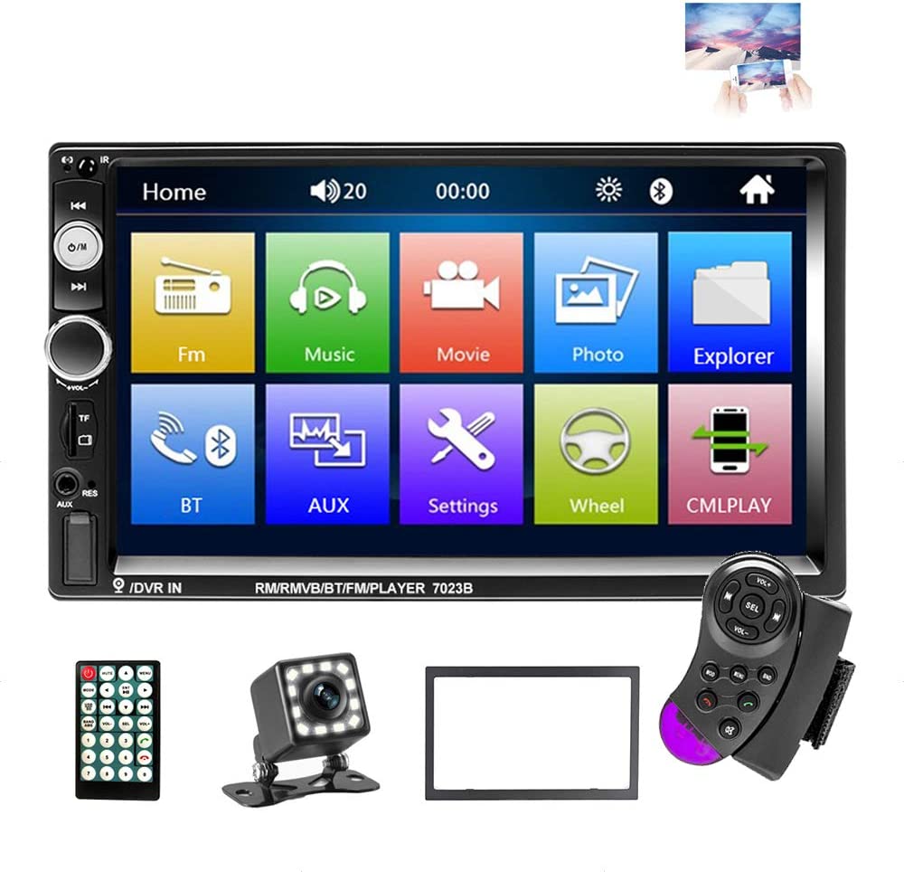 EKAT Double Din Car Stereo Receiver Bluetooth 7" Touch Screen Radio...