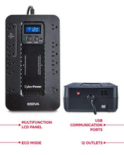 Load image into Gallery viewer, CyberPower EC850LCD Ecologic UPS System, 850VA/510W, 12 Outlets, ECO Mode,...