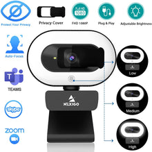 Load image into Gallery viewer, NexiGo StreamCam N930E with Software, 1080P Webcam Ring Light and Black
