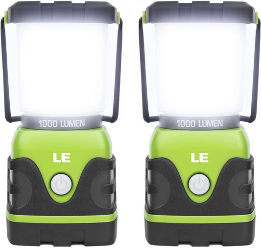 LE LED Camping Lantern, Battery Powered 1000lm Black and Green