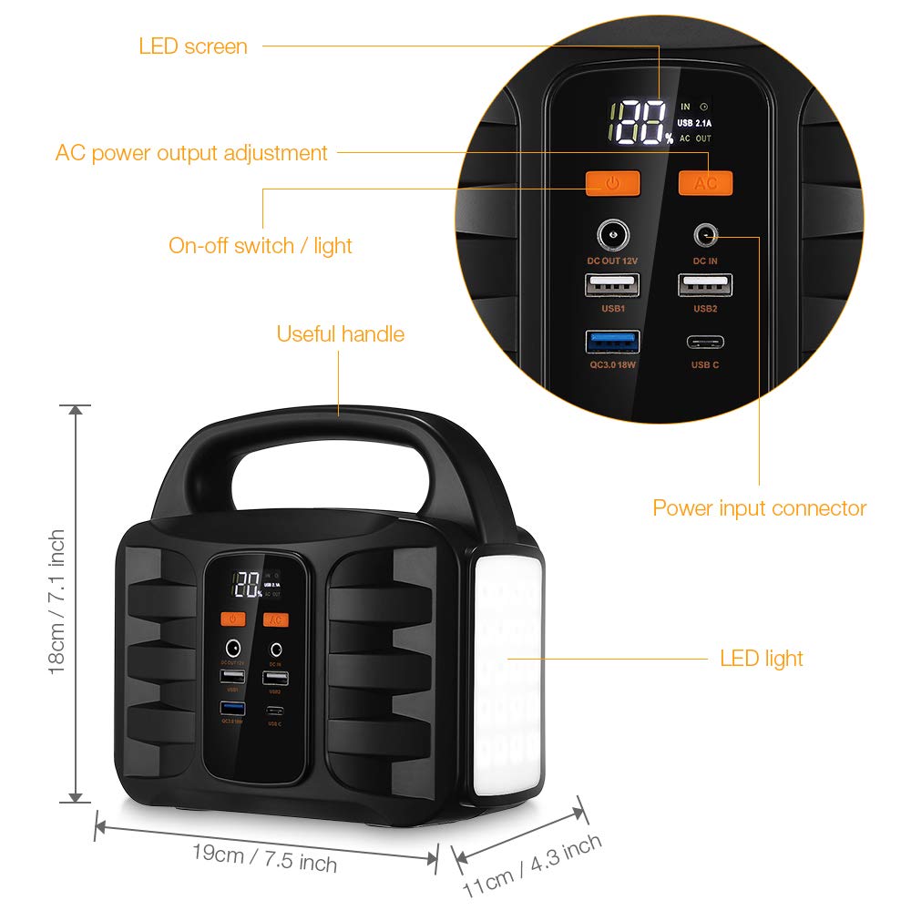 Generator Portable Power Station,NusGear 155Wh 42000mAh Camping 155Wh, Black
