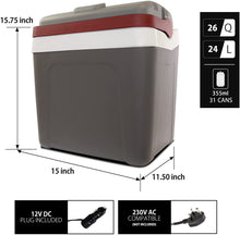 Load image into Gallery viewer, Koolatron Thermoelectric Iceless 12 Volt Cooler 26 qt (24 L), 26 Quart, Gray