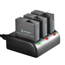 Load image into Gallery viewer, Artman GoPro Hero 5/6/7 1480mah Replacement Batteries (3 Pack) and 3-Channel...