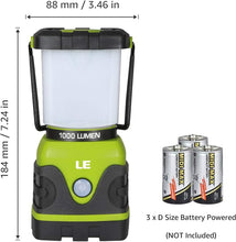 Load image into Gallery viewer, LE LED Camping Lantern, Battery Powered 1000lm Black and Green