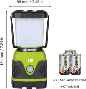 LE LED Camping Lantern, Battery Powered 1000lm Black and Green