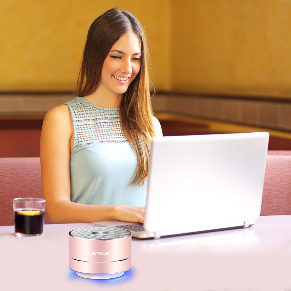 A2 LENRUE Portable Wireless Bluetooth Speaker with Rose Gold