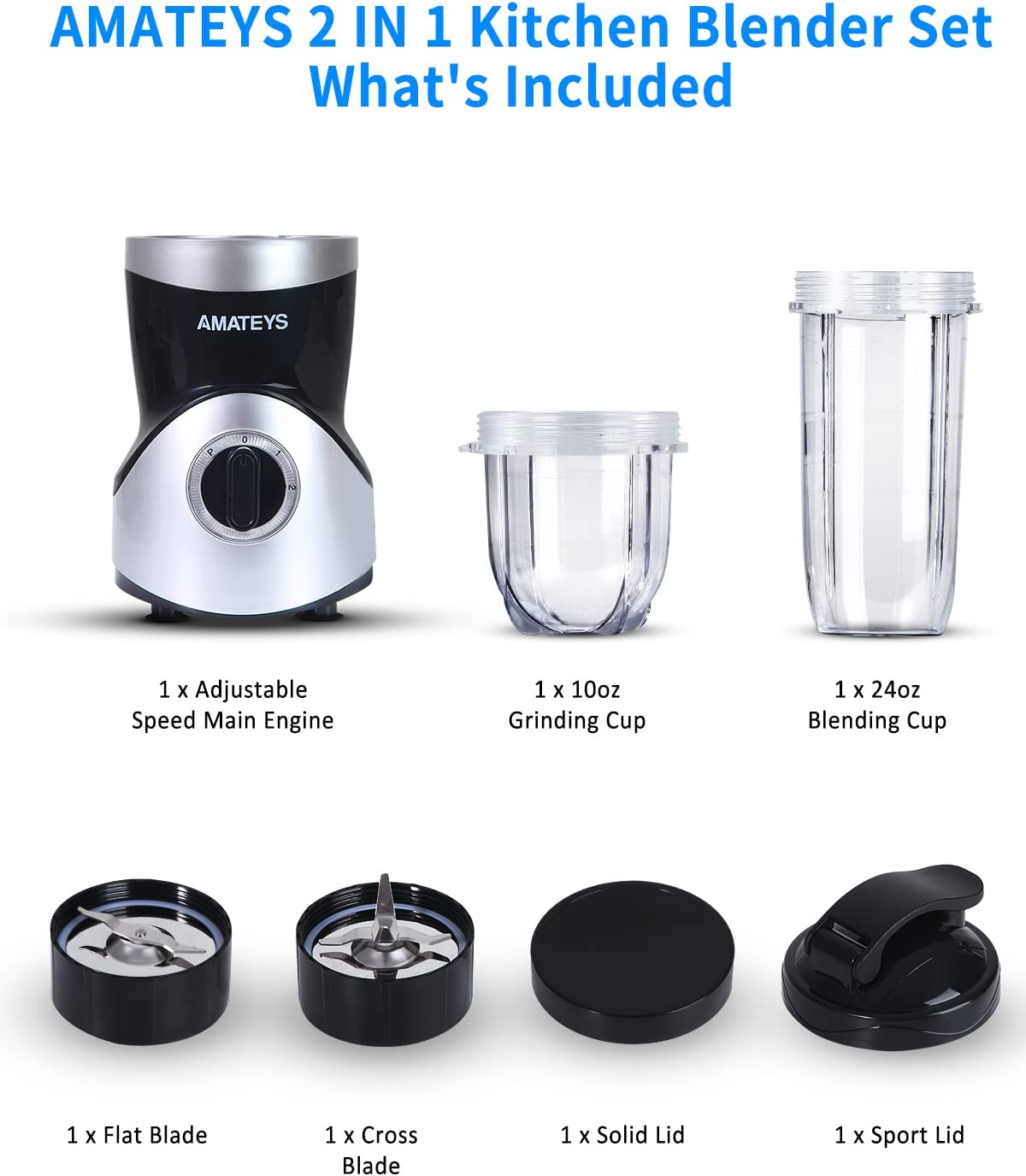 Amateys Personal Blender for Shakes and Black Sliver