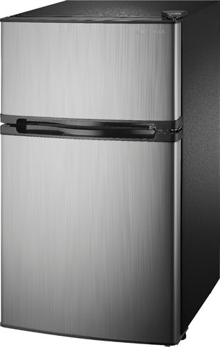 Insignia™ - 3.0 Cu. Ft. Mini Fridge with Top Freezer - Stainless steel
