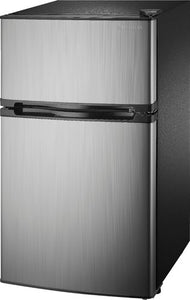 Insignia™ - 3.0 Cu. Ft. Mini Fridge with Top Freezer - Stainless steel