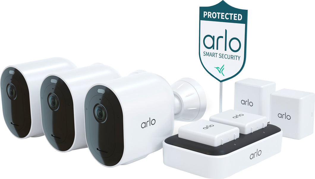 Arlo - Pro 4 Spotlight Camera Security Bundle - 3 Wire-Free Cameras...