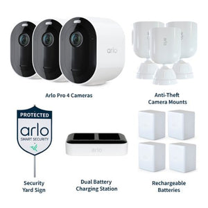 Arlo - Pro 4 Spotlight Camera Security Bundle - 3 Wire-Free Cameras...