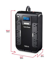 Load image into Gallery viewer, CyberPower CP750LCD Intelligent LCD UPS System, 750VA/420W, 8 Outlets,...