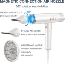 Load image into Gallery viewer, Professional Hair Dryer, 1400W Brushless 2concentrator with Diffuser, White