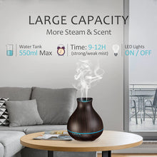 Load image into Gallery viewer, Aromatherapy Essential Oil Diffuser Humidifier 550ml 12 Hours High Dark Brown