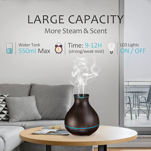 Aromatherapy Essential Oil Diffuser Humidifier 550ml 12 Hours High Dark Brown