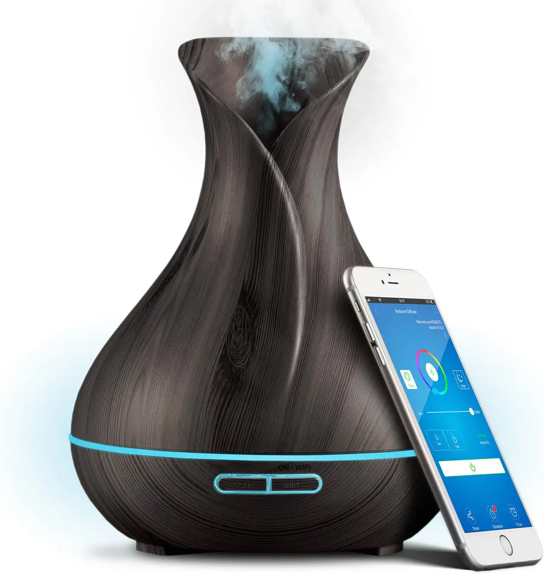 Smart WiFi Wireless Essential Oil Aromatherapy 400ml Ultrasonic Dark Brown