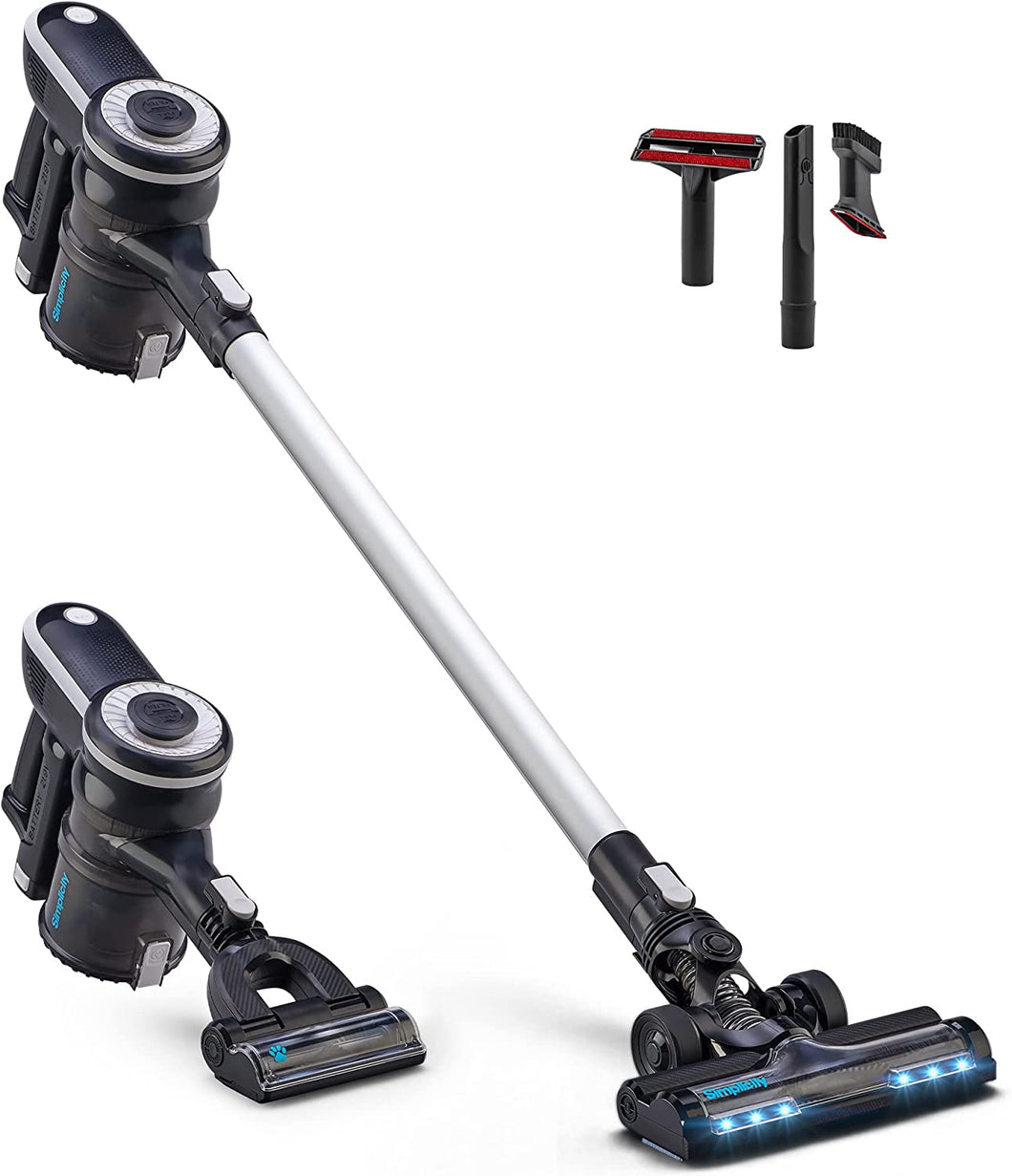Simplicity S65D Cordless Vacuum Cleaner Pet Hair Deluxe, Lightweight Black