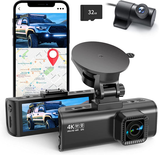 REDTIGER Dash Cam Front Rear Camera 4K/2.5K Full HD Car Dashboard Black