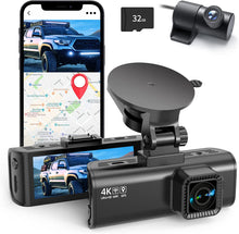 Load image into Gallery viewer, REDTIGER Dash Cam Front Rear Camera 4K/2.5K Full HD Car Dashboard Black