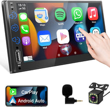 Load image into Gallery viewer, Double Din Car Stereo Compatible with Apple Carplay and Android Auto, 7 Black