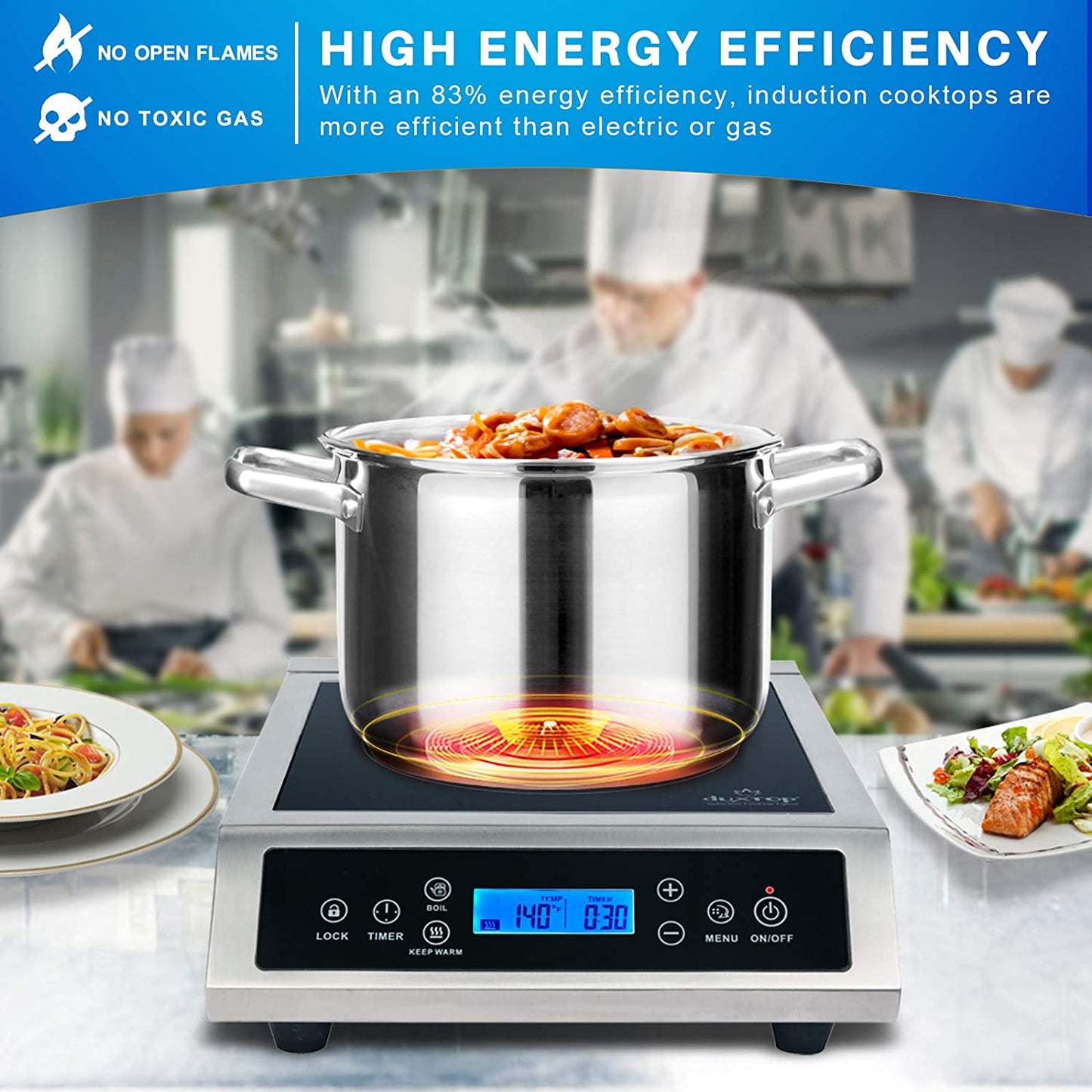 Duxtop Professional Portable Induction Cooktop, Commercial Range Silver/Black