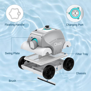 Ofuzzi Cordless Robotic Pool Cleaner, Max.120 Mins Runtime, Gray