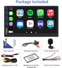 Load image into Gallery viewer, Double Din Car Stereo Compatible with Apple Carplay and Android Auto, 7 Black