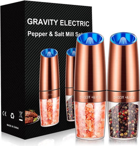 Gravity Electric Pepper and Salt Grinder Set, Adjustable Set / Copper
